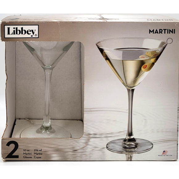 2 Libbey Clear Long Stem Martini 10 oz Bar Drinking Glasses Stemware USA - Picture 3 of 7